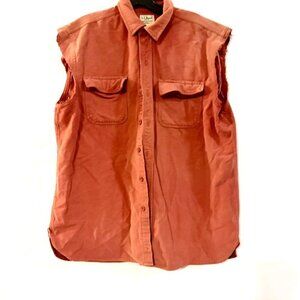 L.L. Bean Shirt Size Large Sleeveless Mens Cut off Vest Button UP